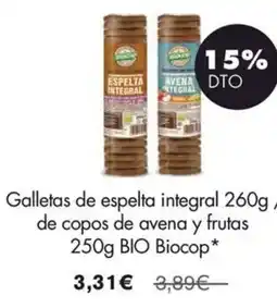 NaturaSí Biocop galletas de espelta integral de copos de avena y frutas oferta