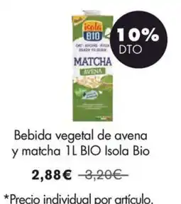 NaturaSí Isola Bio bebida vegetal de avena y matcha oferta