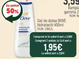 Coaliment Dove gel de dutxa hidratació oferta