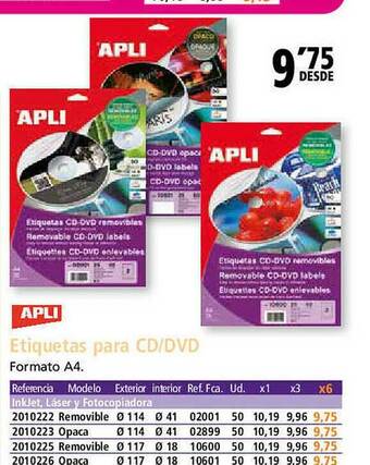 Folder Apli Etiquetas Para Cd Dvd oferta