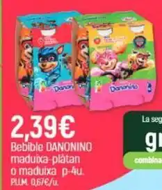 Coaliment Danonino - bebible maduixa-platan o maduixa p-4u oferta