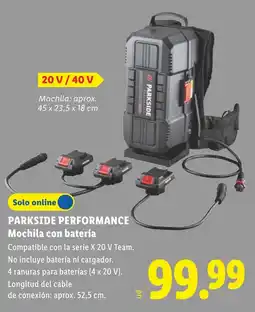 Lidl Parkside performance mochila con batería oferta