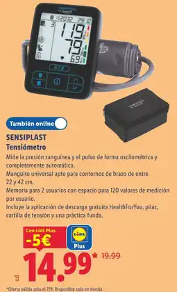 Lidl SensiPlast tensiómetro oferta