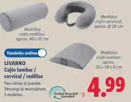 Lidl Livarno cojín lumbar / cervical / rodillas oferta