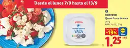 Lidl Roncero queso fresco de vaca oferta