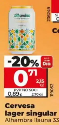 Maxi Dia Alhambra cervesa lager singular oferta