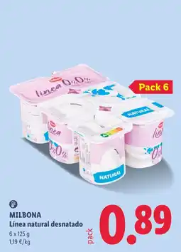 Lidl Milbona línea natural desnatado oferta