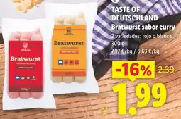 Lidl Taste of Deutschland Bratwurst sabor curry oferta