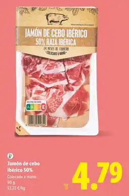 Lidl Jamón de cebo ibérico 50% oferta