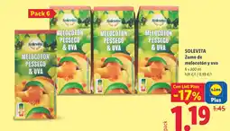 Lidl Solevita zumo de melocotón y uva oferta