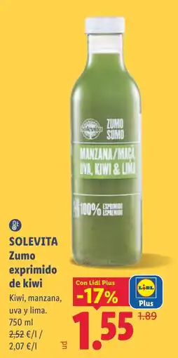 Lidl Solevita zumo exprimido de kiwi oferta