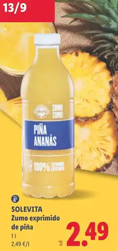 Lidl Solevita zumo exprimido de piña oferta