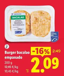 Lidl Burger bacalao empanado oferta