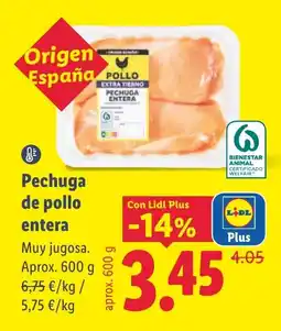 Lidl Pechuga de pollo entera oferta