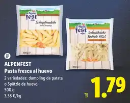 Lidl Alpenfest pasta fresca al huevo oferta
