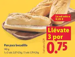 Lidl Pan para bocadillo oferta