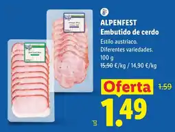 Lidl Alpenfest embutido de cerdo oferta