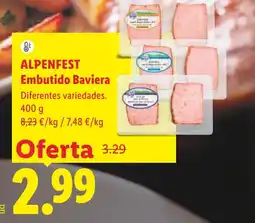 Lidl Alpenfest embutido baviera oferta