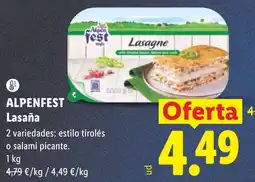 Lidl Alpenfest lasaña oferta