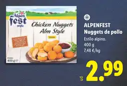 Lidl Alpenfest chicken nuggets alm style oferta