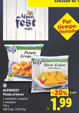 Lidl Alpenfest patata al horno oferta