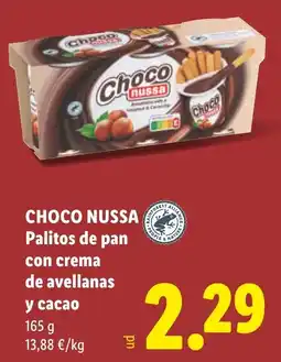 Lidl Choco Nussa palitos de pan con crema de avellanas y cacao oferta