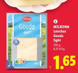 Lidl Milbona lonchas gouda light oferta