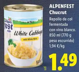 Lidl Alpenfest chucrut oferta