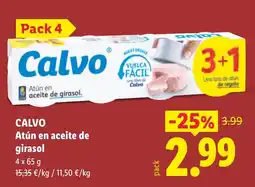 Lidl Calvo atún en aceite de girasol oferta