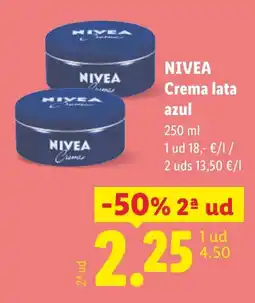 Lidl Nivea crema lata azul oferta