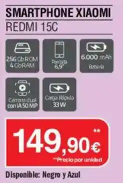 Milar Xiaomi smartphone redmi 15c oferta