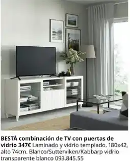 IKEA BESTÀ combinación de TV con puertas de vidrio oferta