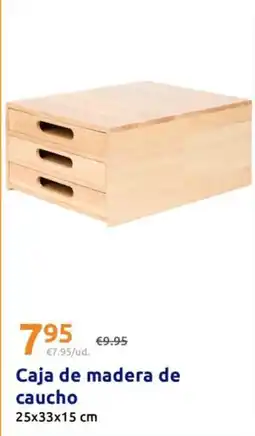 Action Caja de madera de caucho oferta
