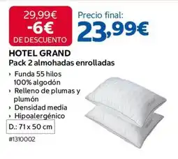 Costco Grandes hoteles - pack 2 almohadas enrolladas oferta