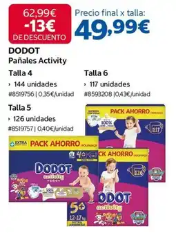 Costco Dodot - panales activity talla 4 oferta