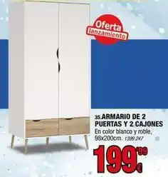 Rapimueble Blanco - armario de 2 puertas y 2 cajones oferta