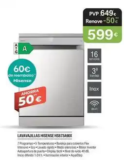 Milar Hisense - lavavajillas hs673a90x oferta