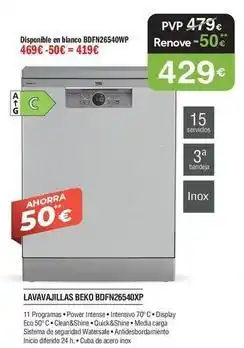 Milar Beko - lavavajillas bdfn26540wp oferta