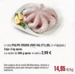 Abordo Costa - pulpo crudo oferta