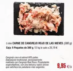Abordo Las nieves - carne de cangrejo rojo de oferta
