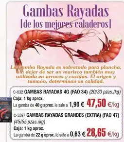 Abordo Origen - gambas rayadas oferta