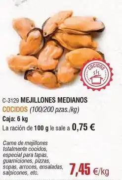 Abordo Mejillones medianos cocidos oferta