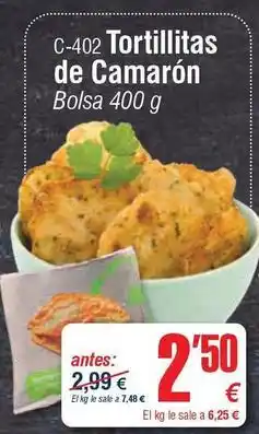 Abordo Tortillitas de camaron oferta