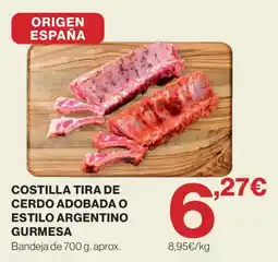 Hipercor Gurmesa costilla tira de cerdo adobada o estilo argentino oferta