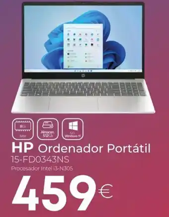 Hp ordenador portátil 15-fd0343ns
