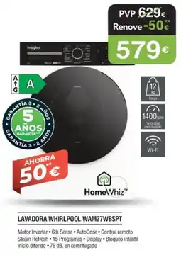 Milar Whirlpool lavadora wam27wbspt oferta