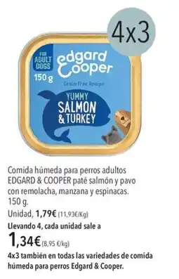 El Corte Inglés edgard cooper comida húmeda para perros adultos paté salmón y pavo oferta