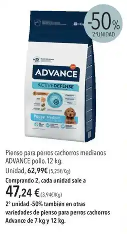 El Corte Inglés Advance pienso para perros cachorros medianos oferta