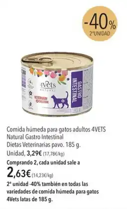 El Corte Inglés 4vets comida húmeda para gatos adultos natural gastro intestinal oferta