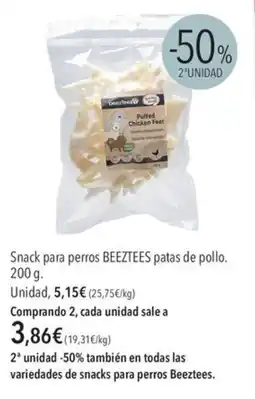 El Corte Inglés Beeztees snack para perros patas de pollo oferta